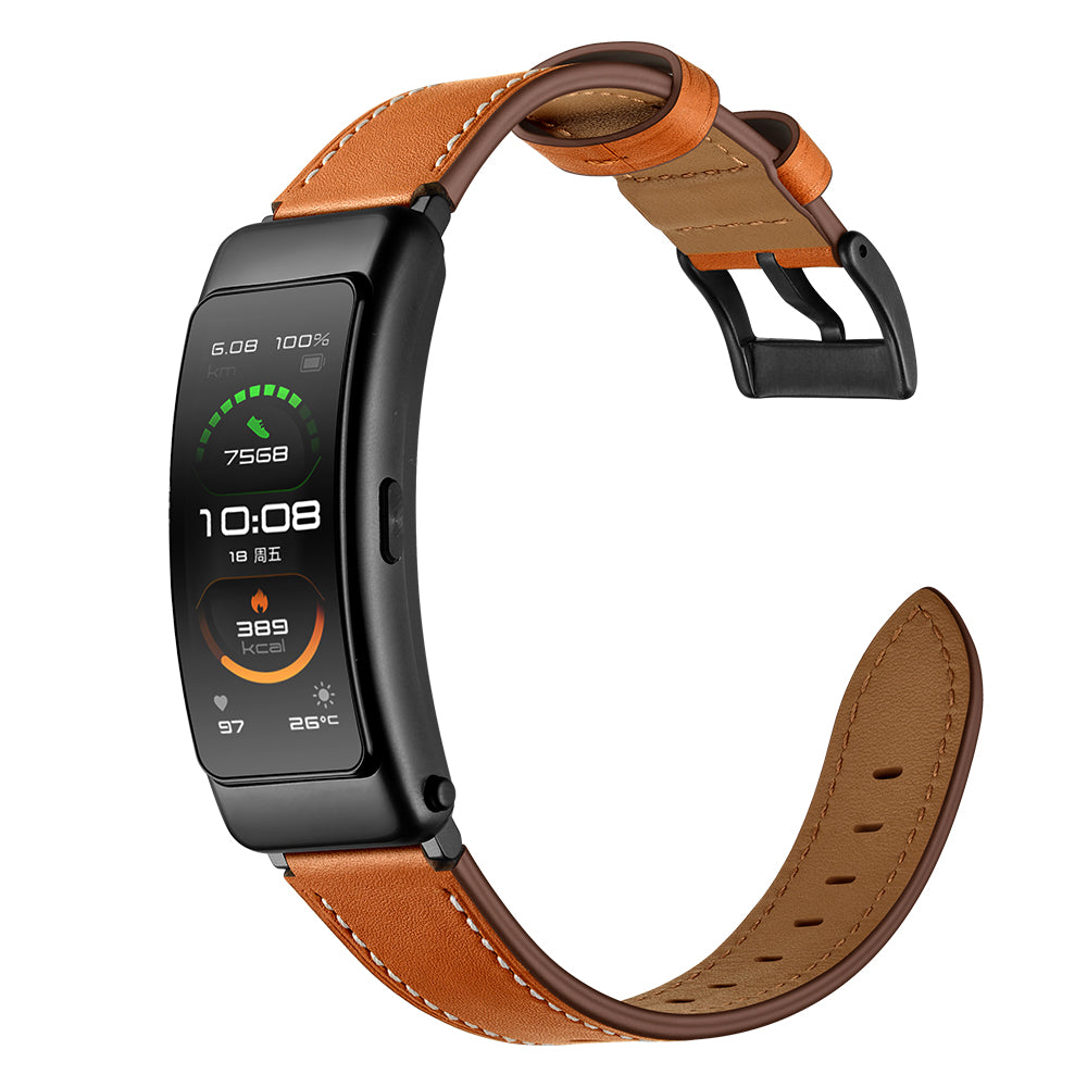 16mm Top Layer Cowhide Leather Watch Band Strap for Huawei TalkBand B3/B6