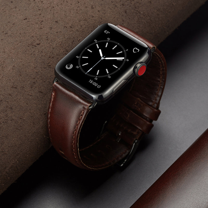 24mm Oil Wax Top Layer Genuine Leather Watch Band Replacement