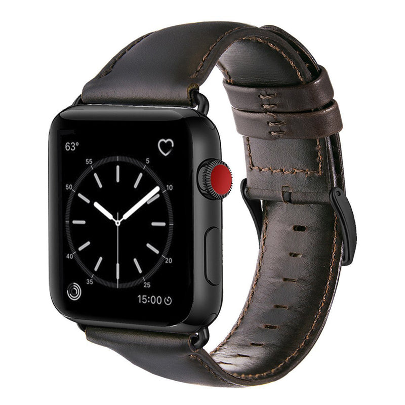 24mm Oil Wax Top Layer Genuine Leather Watch Band Replacement