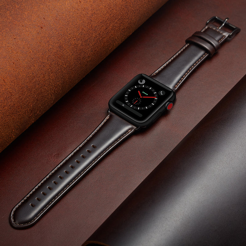24mm Oil Wax Top Layer Genuine Leather Watch Band Replacement