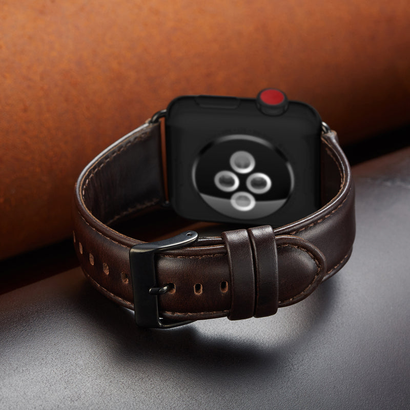 24mm Oil Wax Top Layer Genuine Leather Watch Band Replacement