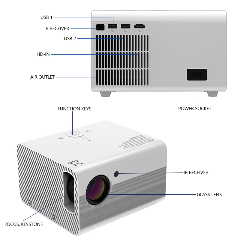 T10 Portable Full HD LED 1080P Projector Home Theater Audio Video Media Player Beamer