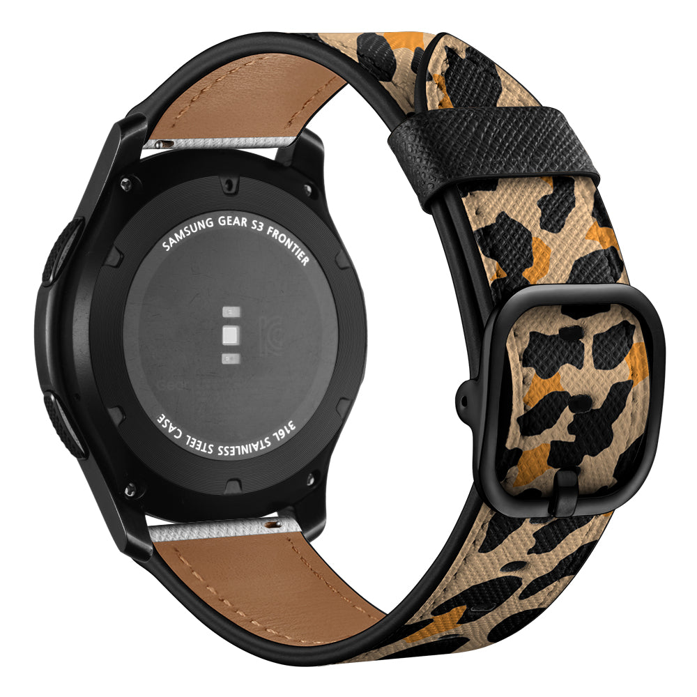 22mm Genuine Leather Stylish Printed Watch Band for Samsung Gear S3 Classic/S3 Frontier/Galaxy Watch 46mm