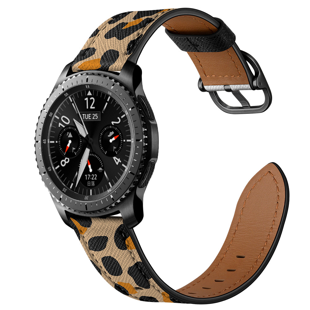 22mm Genuine Leather Stylish Printed Watch Band for Samsung Gear S3 Classic/S3 Frontier/Galaxy Watch 46mm