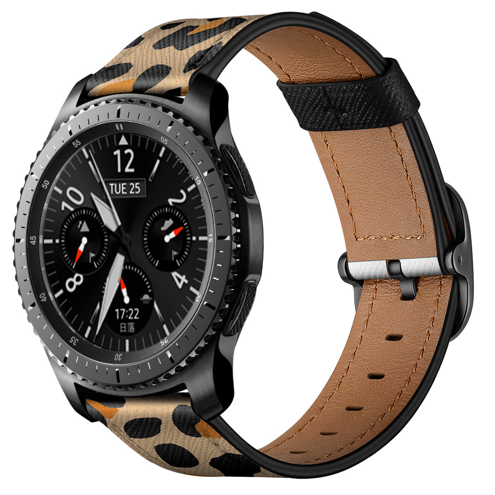 22mm Genuine Leather Stylish Printed Watch Band for Samsung Gear S3 Classic/S3 Frontier/Galaxy Watch 46mm