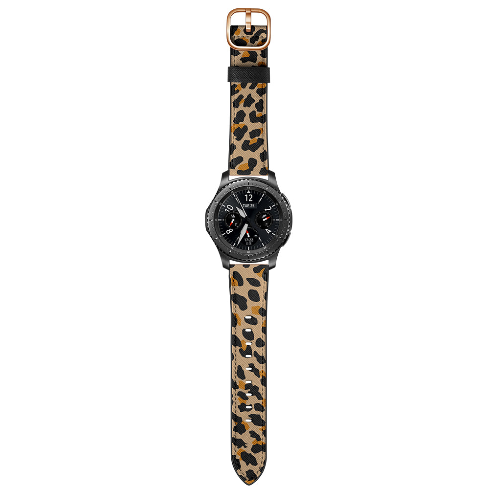 22mm Genuine Leather Stylish Printed Watch Band for Samsung Gear S3 Classic/S3 Frontier/Galaxy Watch 46mm