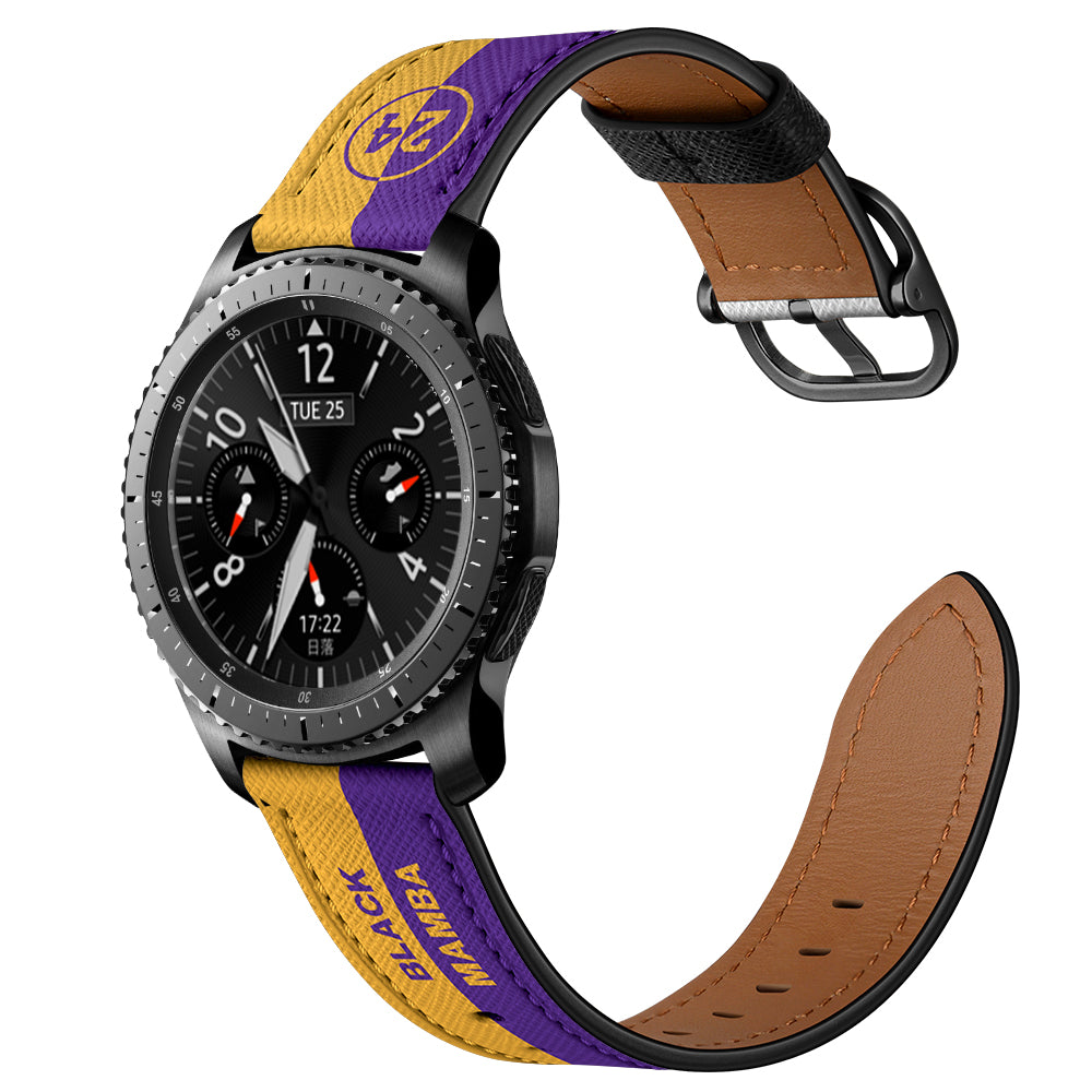 22mm Genuine Leather Stylish Printed Watch Band for Samsung Gear S3 Classic/S3 Frontier/Galaxy Watch 46mm