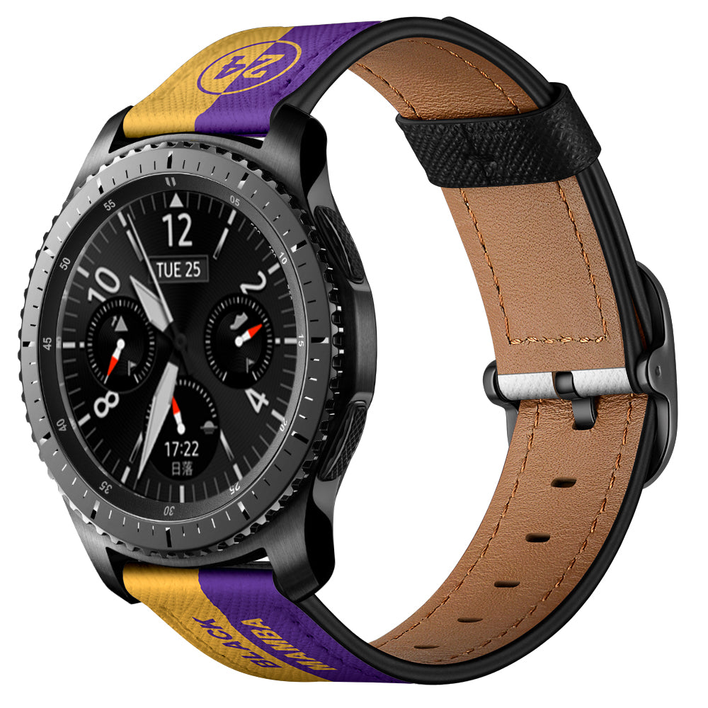 22mm Genuine Leather Stylish Printed Watch Band for Samsung Gear S3 Classic/S3 Frontier/Galaxy Watch 46mm