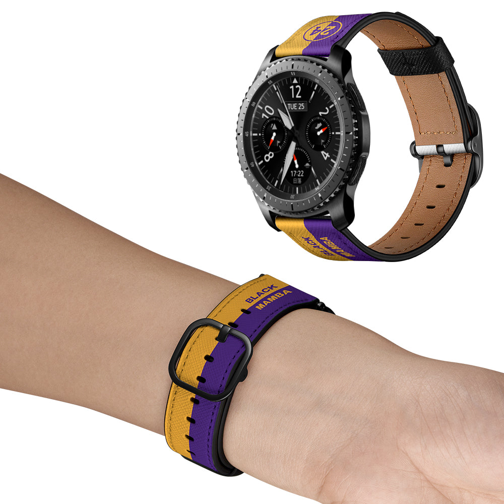 22mm Genuine Leather Stylish Printed Watch Band for Samsung Gear S3 Classic/S3 Frontier/Galaxy Watch 46mm