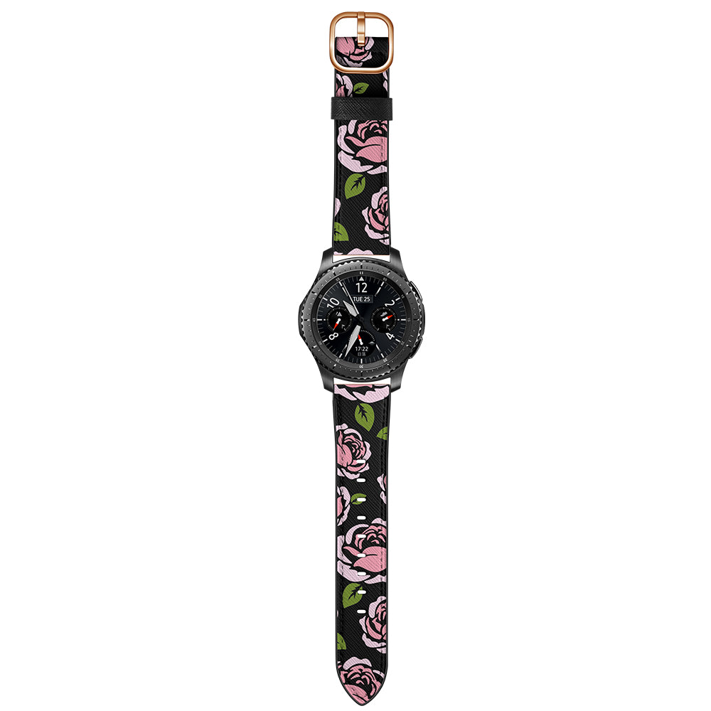22mm Genuine Leather Stylish Printed Watch Band for Samsung Gear S3 Classic/S3 Frontier/Galaxy Watch 46mm