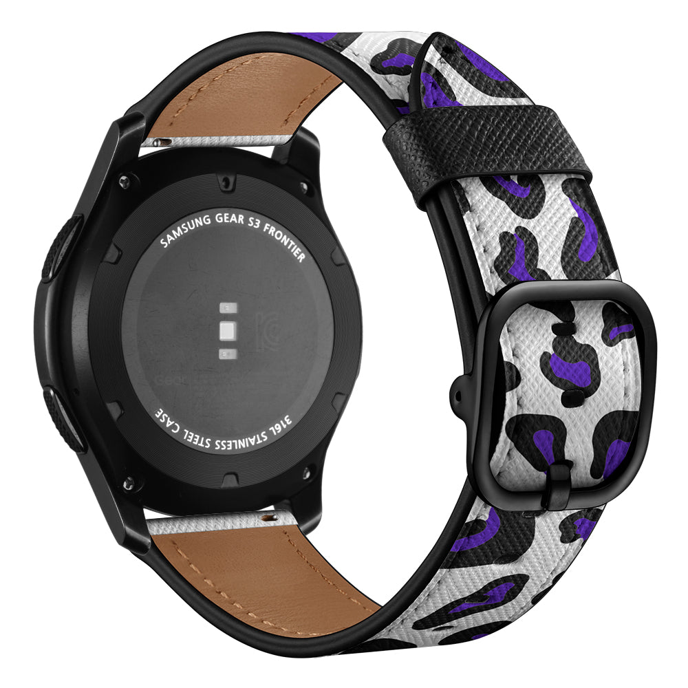 22mm Genuine Leather Stylish Printed Watch Band for Samsung Gear S3 Classic/S3 Frontier/Galaxy Watch 46mm