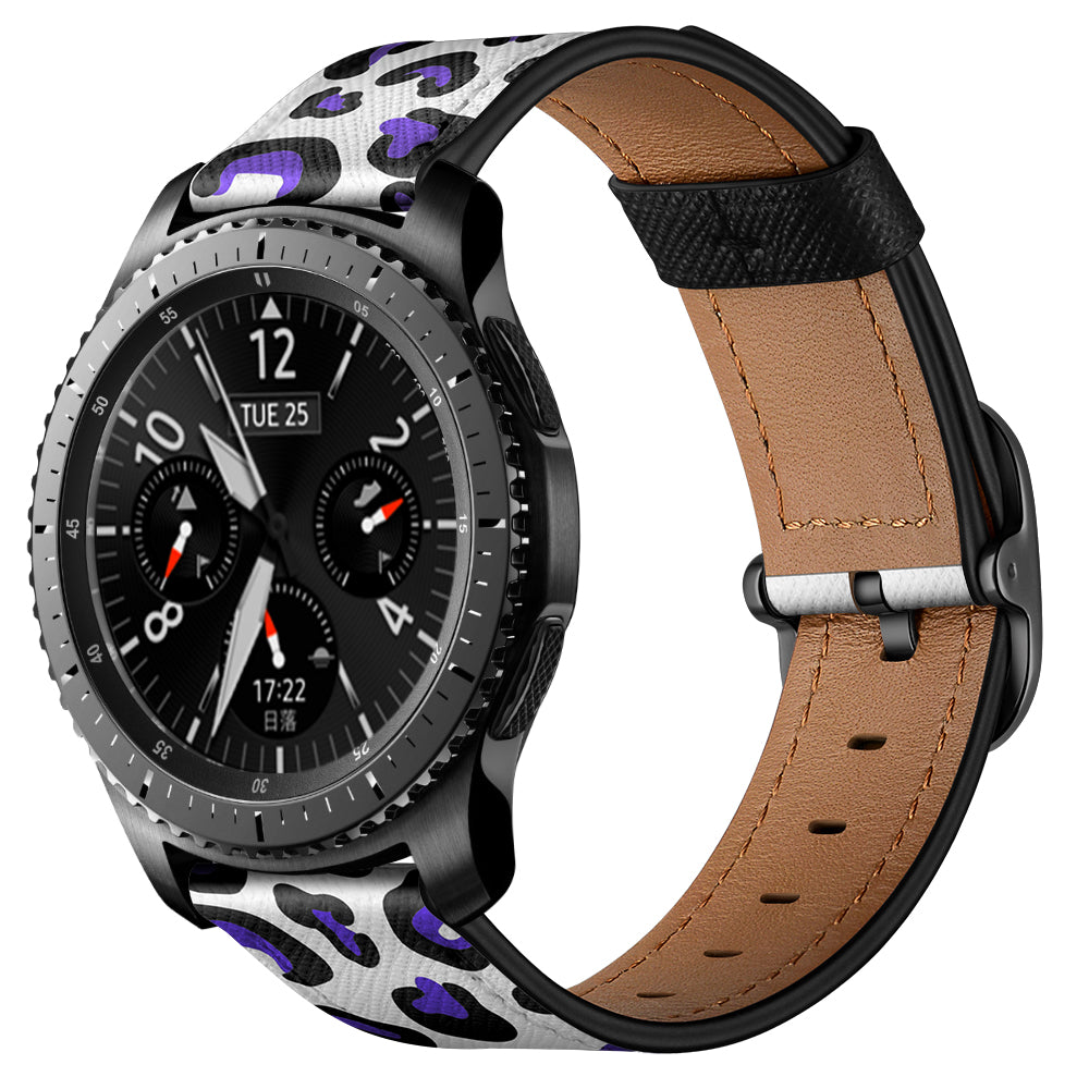 22mm Genuine Leather Stylish Printed Watch Band for Samsung Gear S3 Classic/S3 Frontier/Galaxy Watch 46mm