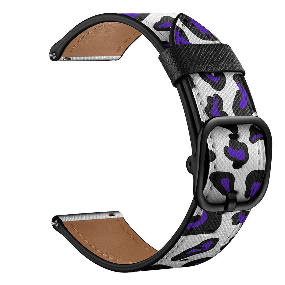 22mm Genuine Leather Stylish Printed Watch Band for Samsung Gear S3 Classic/S3 Frontier/Galaxy Watch 46mm