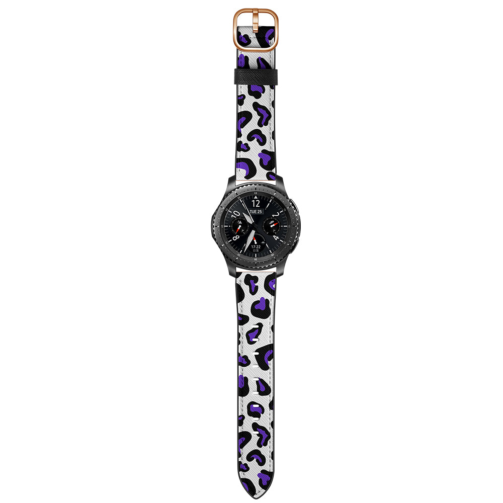 22mm Genuine Leather Stylish Printed Watch Band for Samsung Gear S3 Classic/S3 Frontier/Galaxy Watch 46mm