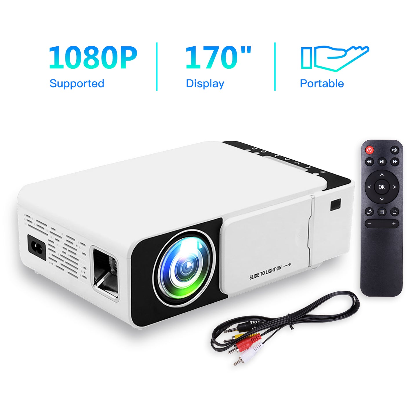 T5 Upgrade HD 1080P LED Video Projector Remote Control Office Home Theatre Device (CE Certificated)