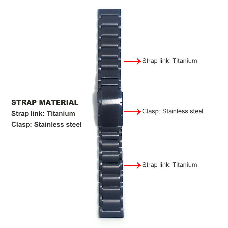 22mm Titanium Watch Strap 3 Beads Wristband with Folding Metal Clasp Classic Buckle for Samsung Galaxy Watch3 45mm / Gear S3 Frontier / Suunto 9 Peak / Haylou RT RS3
