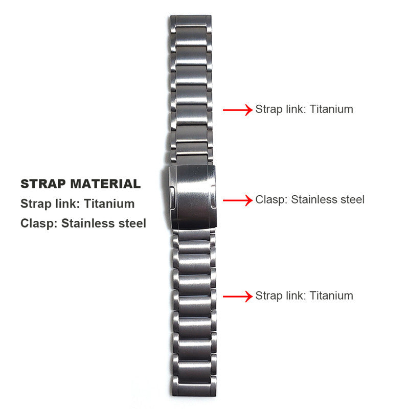 22mm Titanium Watch Strap 3 Beads Wristband with Folding Metal Clasp Classic Buckle for Samsung Galaxy Watch3 45mm / Gear S3 Frontier / Suunto 9 Peak / Haylou RT RS3
