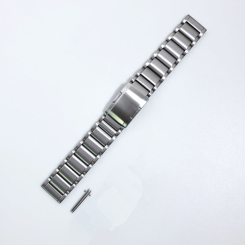 22mm Titanium Watch Strap 3 Beads Wristband with Folding Metal Clasp Classic Buckle for Samsung Galaxy Watch3 45mm / Gear S3 Frontier / Suunto 9 Peak / Haylou RT RS3