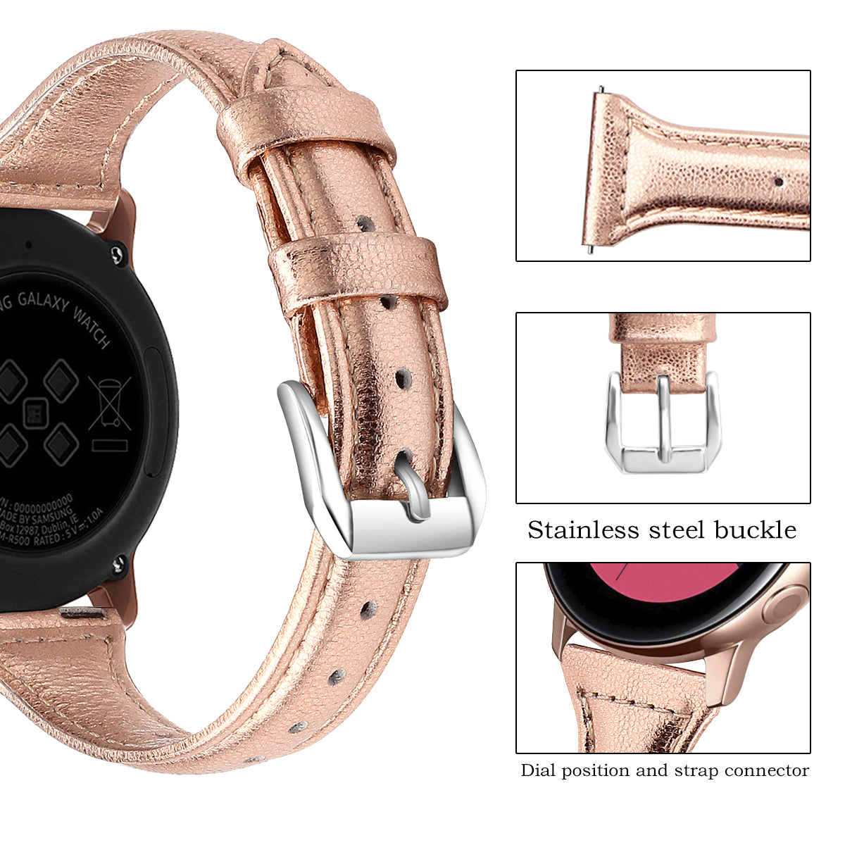 22mm Top Layer Cowhide Genuine Leather Smart Watch Strap Slim Watchband for Samsung Galaxy Watch3 45mm/Huawei Watch GT 2 Pro