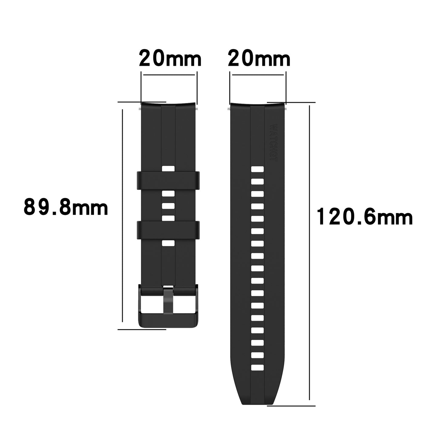 20mm Silicone Adjustable Watch Band Wrist Strap for Huawei Watch GT Runner/Watch GT3 42mm