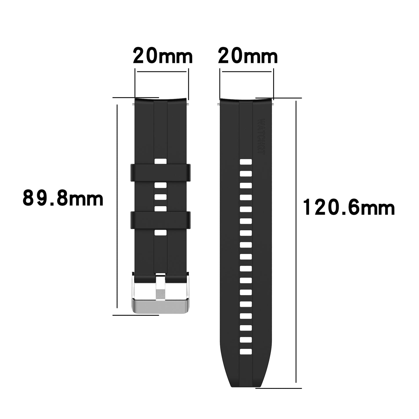 20mm Silicone Smart Watch Strap Adjustable Wristband Bracelet for Huawei Watch GT Runner/Watch GT3 42mm