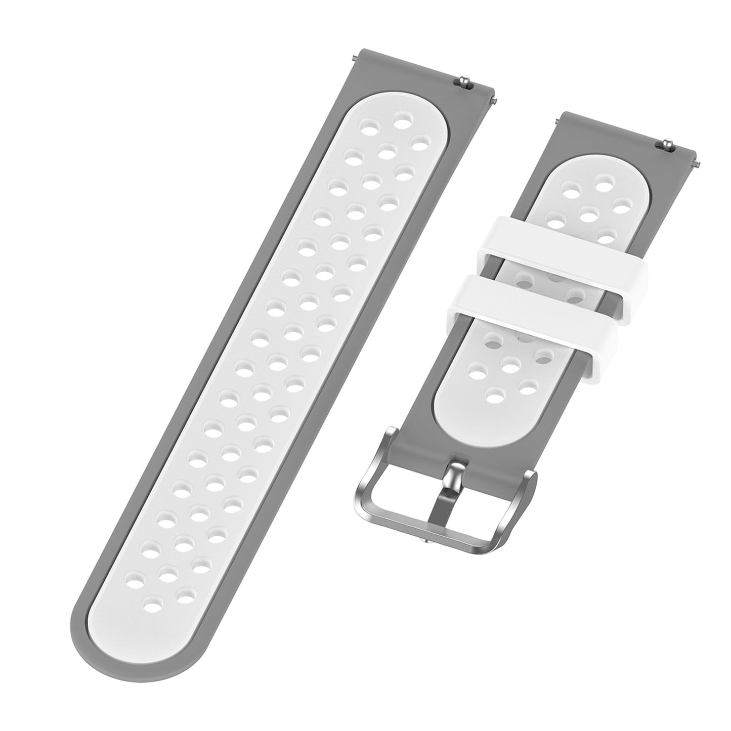22mm Breathable Dual Color Silicone Watch Strap Wristband with Multiple Holes Design for Huawei Watch GT3 46mm/Samsung Gear S3 Frontier/Classic