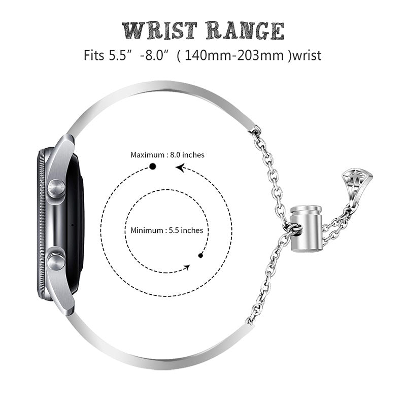22mm Hollow Out Stainless Steel Metal Watch Band Women Dressy Rhinestone Bracelet Wristband for Samsung Galaxy Watch3 45mm / Watch 46mm