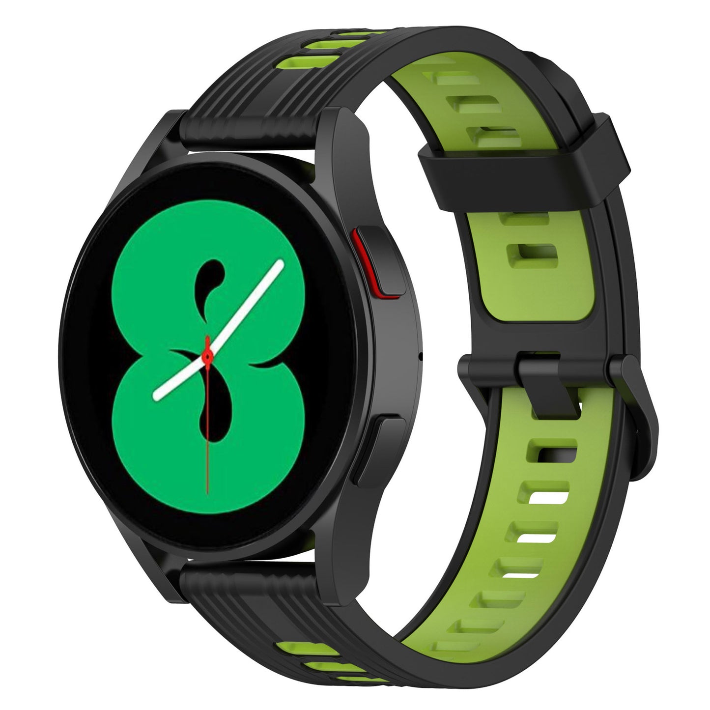 20mm Silicone Stripe Bi-color Watch Strap Soft Wristband with Buckle for Huawei Watch GT2 42mm/Samsung Galaxy Watch4 Classic 42mm/46mm/Watch4 40mm/44mm