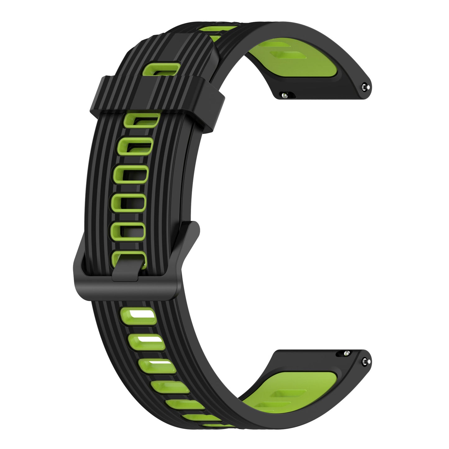 20mm Silicone Stripe Bi-color Watch Strap Soft Wristband with Buckle for Huawei Watch GT2 42mm/Samsung Galaxy Watch4 Classic 42mm/46mm/Watch4 40mm/44mm