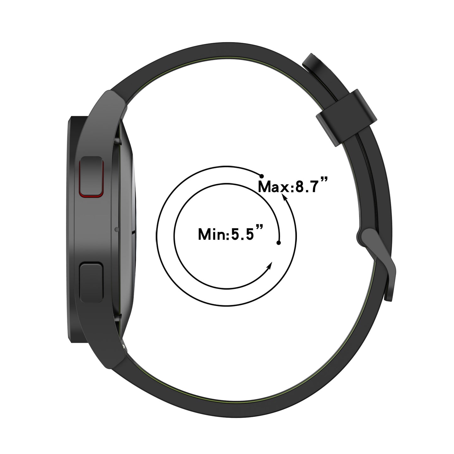 20mm Silicone Stripe Bi-color Watch Strap Soft Wristband with Buckle for Huawei Watch GT2 42mm/Samsung Galaxy Watch4 Classic 42mm/46mm/Watch4 40mm/44mm