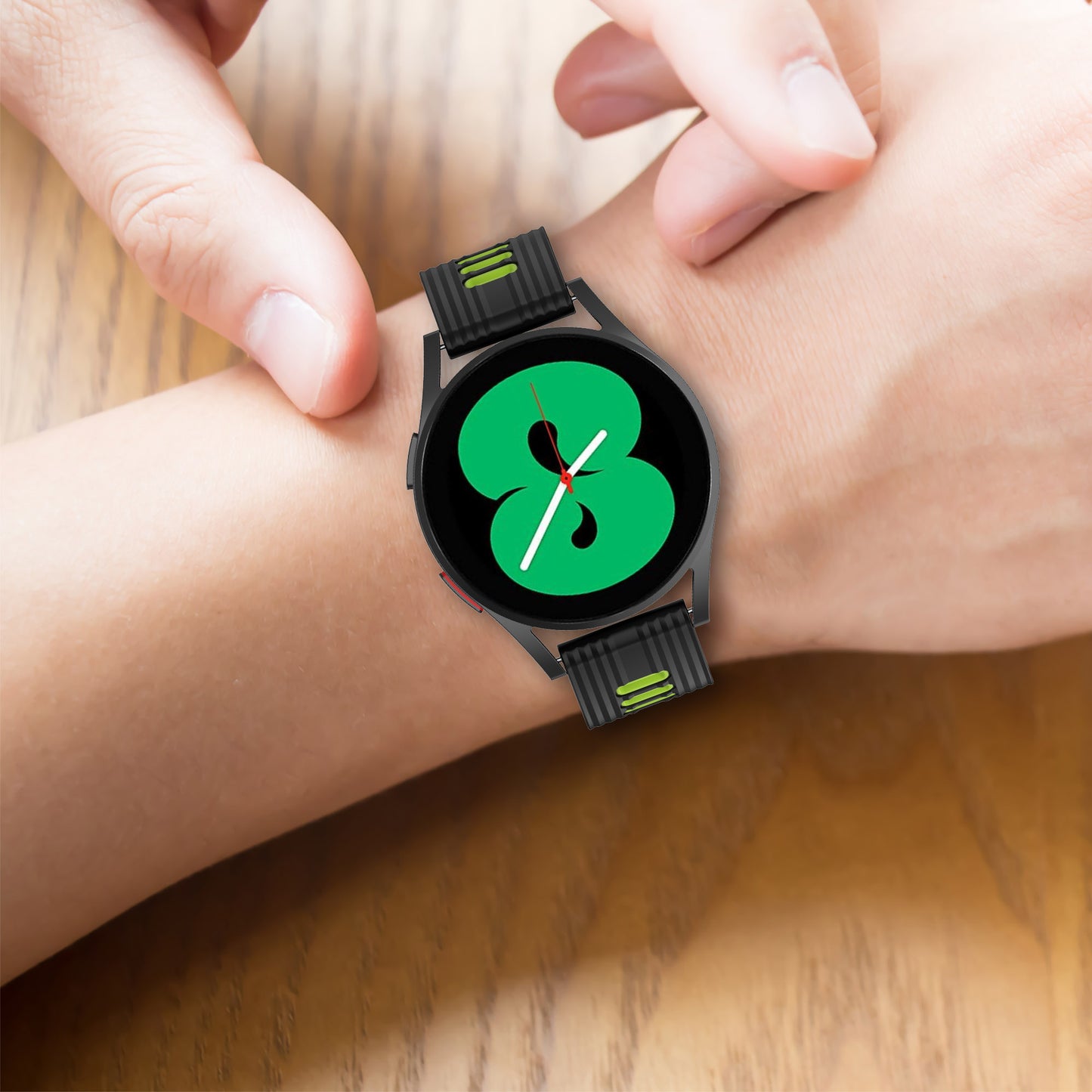 20mm Silicone Stripe Bi-color Watch Strap Soft Wristband with Buckle for Huawei Watch GT2 42mm/Samsung Galaxy Watch4 Classic 42mm/46mm/Watch4 40mm/44mm