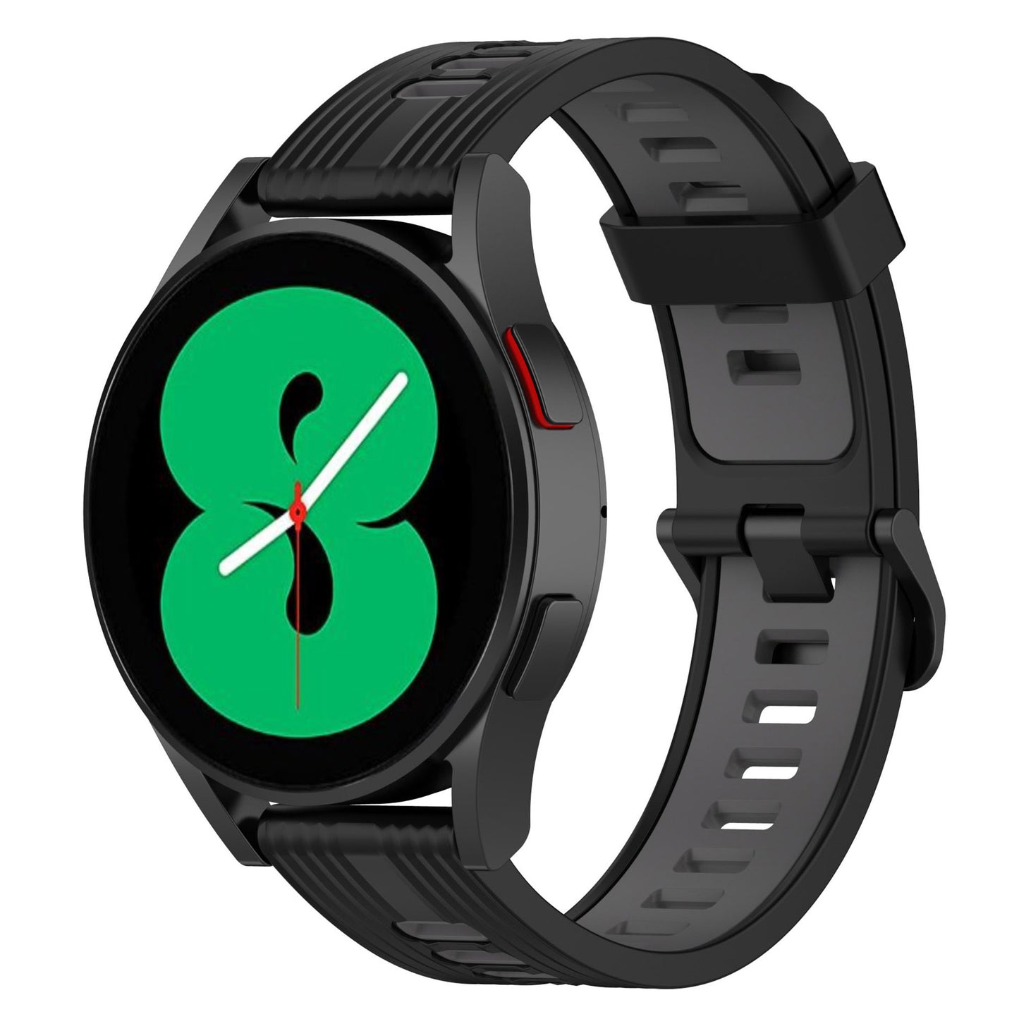20mm Silicone Stripe Bi-color Watch Strap Soft Wristband with Buckle for Huawei Watch GT2 42mm/Samsung Galaxy Watch4 Classic 42mm/46mm/Watch4 40mm/44mm