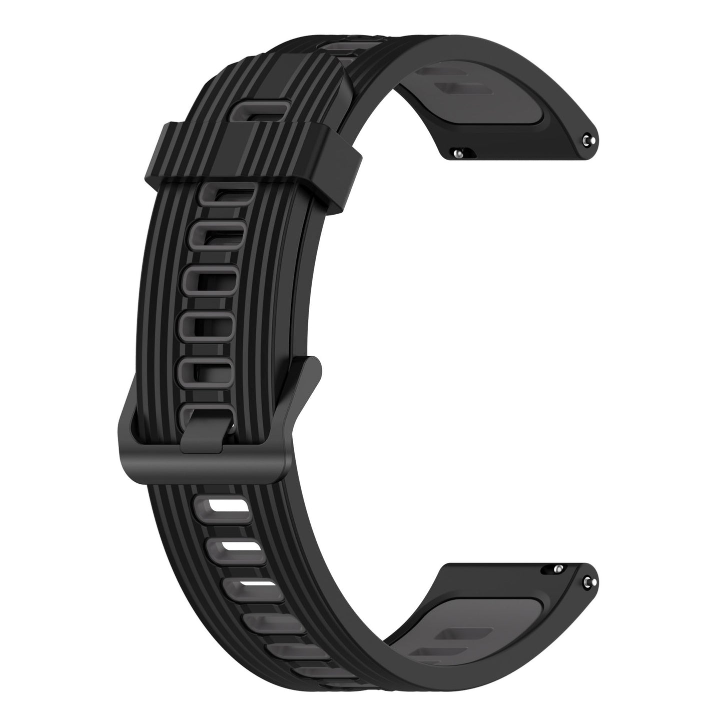 20mm Silicone Stripe Bi-color Watch Strap Soft Wristband with Buckle for Huawei Watch GT2 42mm/Samsung Galaxy Watch4 Classic 42mm/46mm/Watch4 40mm/44mm