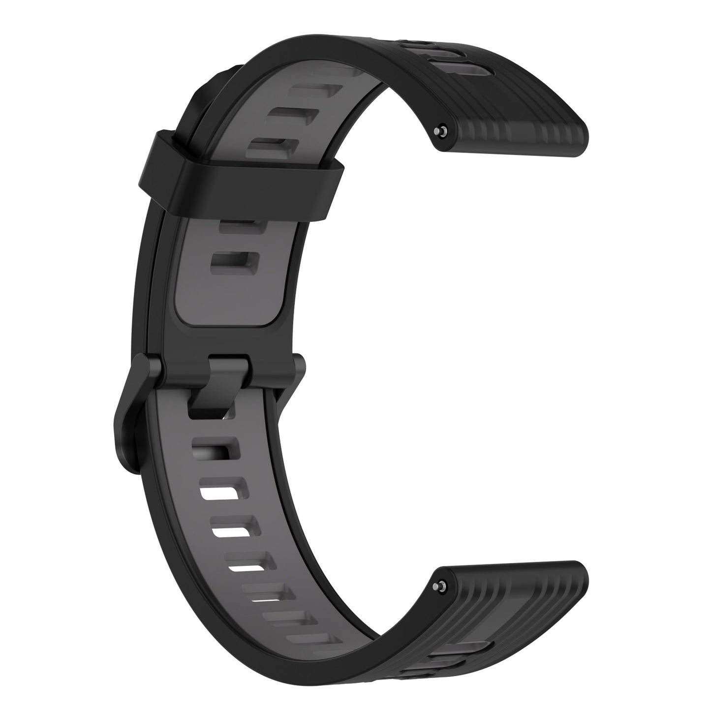 20mm Silicone Stripe Bi-color Watch Strap Soft Wristband with Buckle for Huawei Watch GT2 42mm/Samsung Galaxy Watch4 Classic 42mm/46mm/Watch4 40mm/44mm
