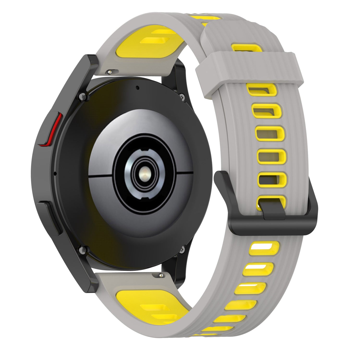 20mm Silicone Stripe Bi-color Watch Strap Soft Wristband with Buckle for Huawei Watch GT2 42mm/Samsung Galaxy Watch4 Classic 42mm/46mm/Watch4 40mm/44mm
