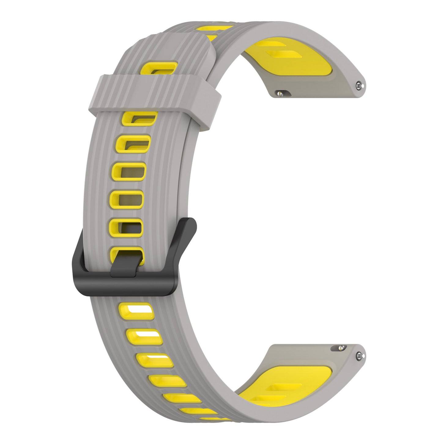 20mm Silicone Stripe Bi-color Watch Strap Soft Wristband with Buckle for Huawei Watch GT2 42mm/Samsung Galaxy Watch4 Classic 42mm/46mm/Watch4 40mm/44mm