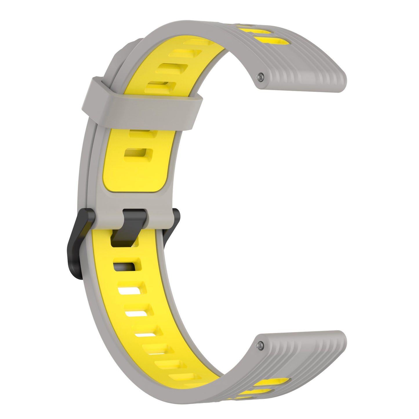 20mm Silicone Stripe Bi-color Watch Strap Soft Wristband with Buckle for Huawei Watch GT2 42mm/Samsung Galaxy Watch4 Classic 42mm/46mm/Watch4 40mm/44mm