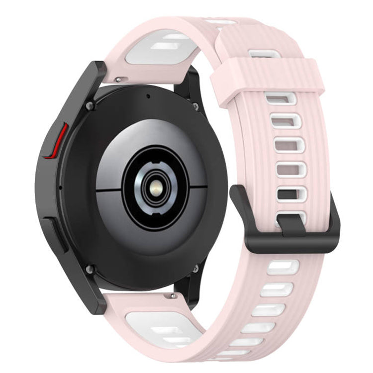 20mm Silicone Stripe Bi-color Watch Strap Soft Wristband with Buckle for Huawei Watch GT2 42mm/Samsung Galaxy Watch4 Classic 42mm/46mm/Watch4 40mm/44mm