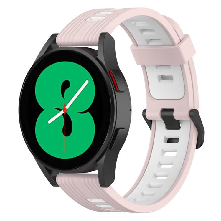 20mm Silicone Stripe Bi-color Watch Strap Soft Wristband with Buckle for Huawei Watch GT2 42mm/Samsung Galaxy Watch4 Classic 42mm/46mm/Watch4 40mm/44mm