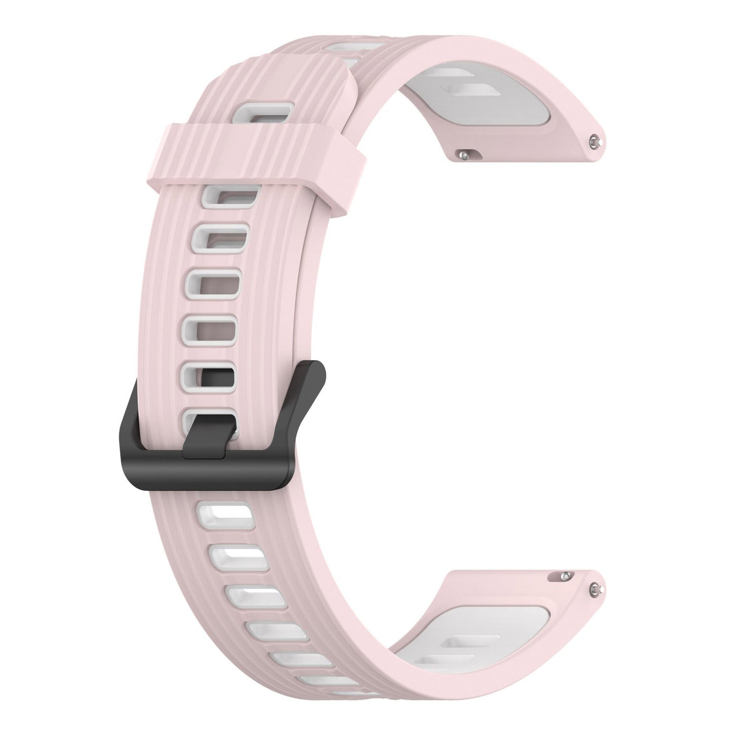20mm Silicone Stripe Bi-color Watch Strap Soft Wristband with Buckle for Huawei Watch GT2 42mm/Samsung Galaxy Watch4 Classic 42mm/46mm/Watch4 40mm/44mm