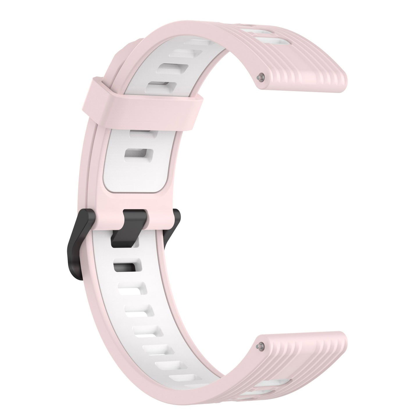 20mm Silicone Stripe Bi-color Watch Strap Soft Wristband with Buckle for Huawei Watch GT2 42mm/Samsung Galaxy Watch4 Classic 42mm/46mm/Watch4 40mm/44mm