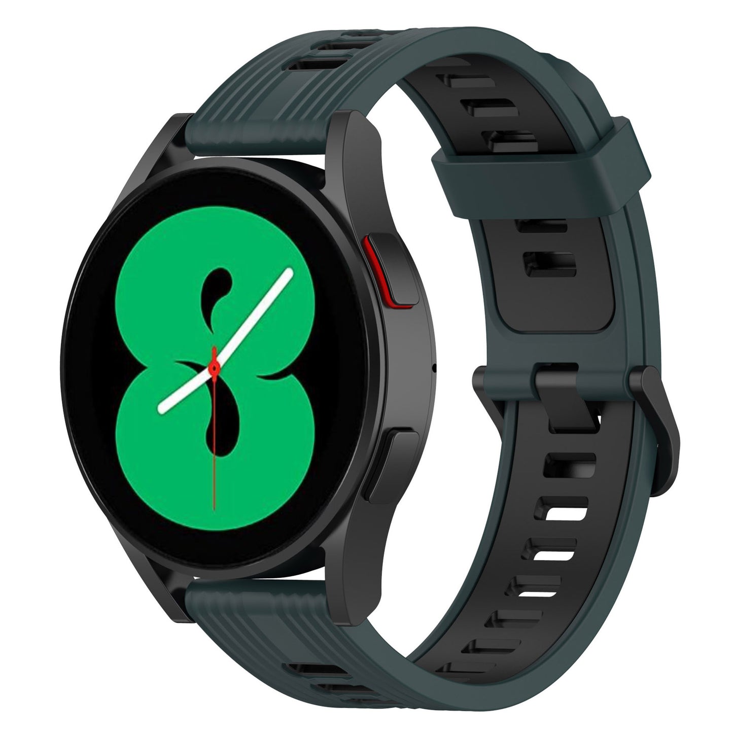 20mm Silicone Stripe Bi-color Watch Strap Soft Wristband with Buckle for Huawei Watch GT2 42mm/Samsung Galaxy Watch4 Classic 42mm/46mm/Watch4 40mm/44mm