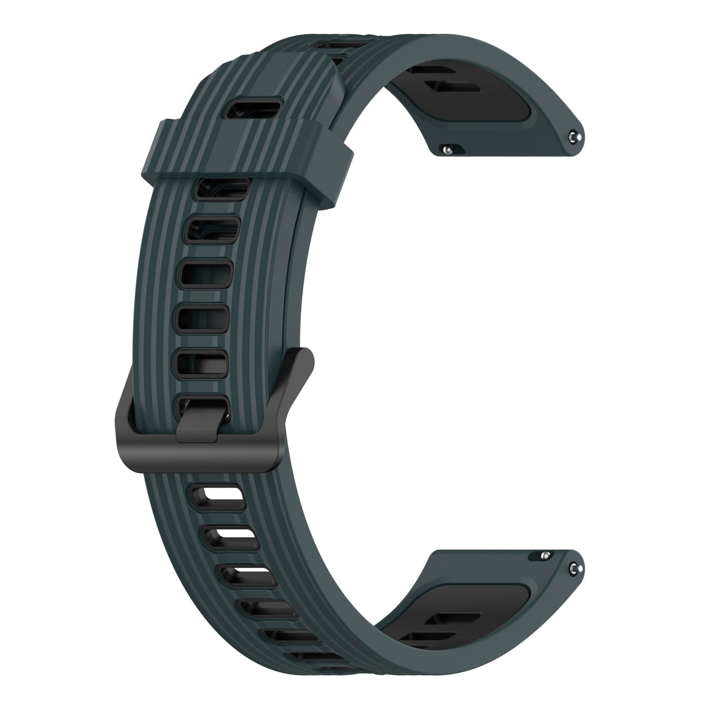 20mm Silicone Stripe Bi-color Watch Strap Soft Wristband with Buckle for Huawei Watch GT2 42mm/Samsung Galaxy Watch4 Classic 42mm/46mm/Watch4 40mm/44mm