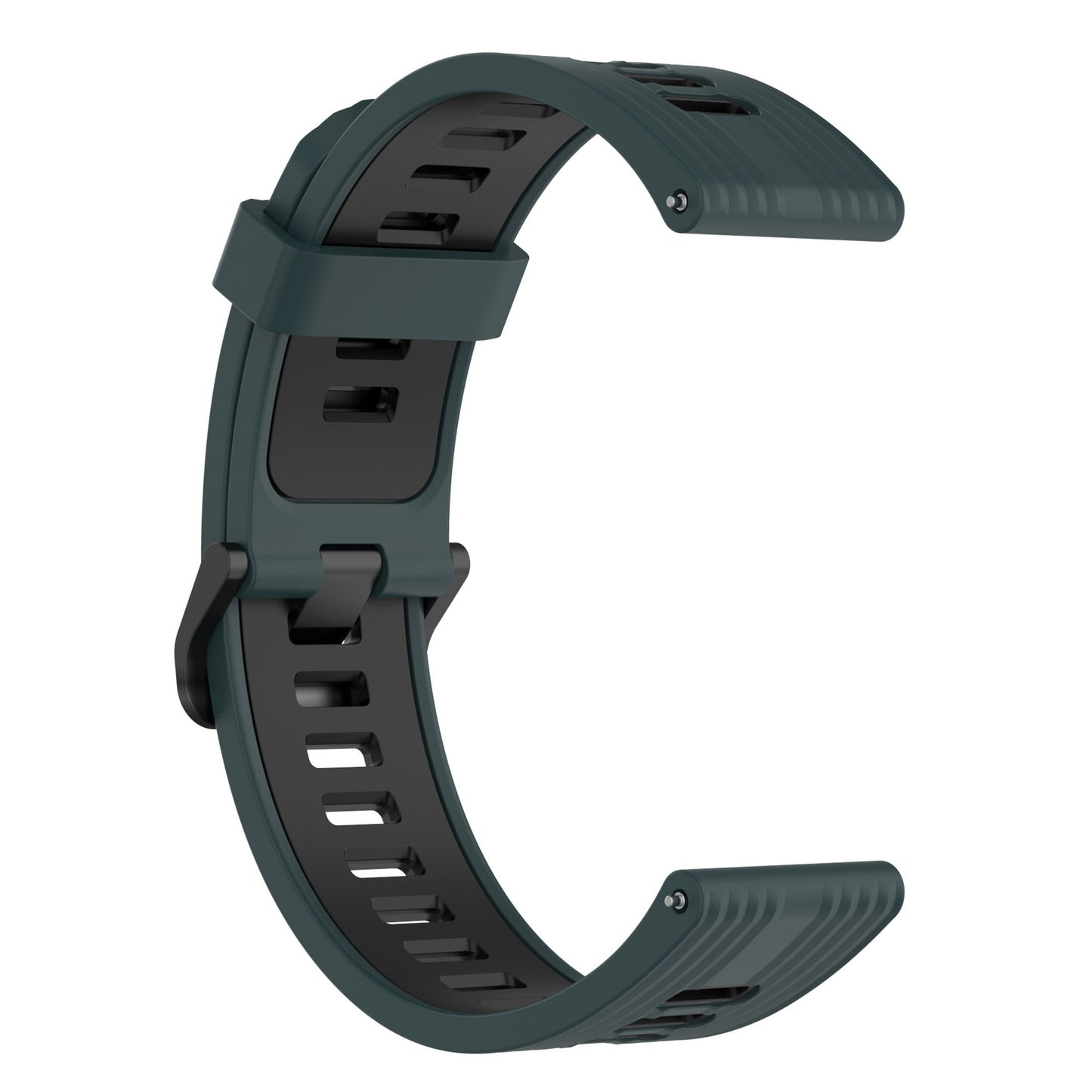 20mm Silicone Stripe Bi-color Watch Strap Soft Wristband with Buckle for Huawei Watch GT2 42mm/Samsung Galaxy Watch4 Classic 42mm/46mm/Watch4 40mm/44mm