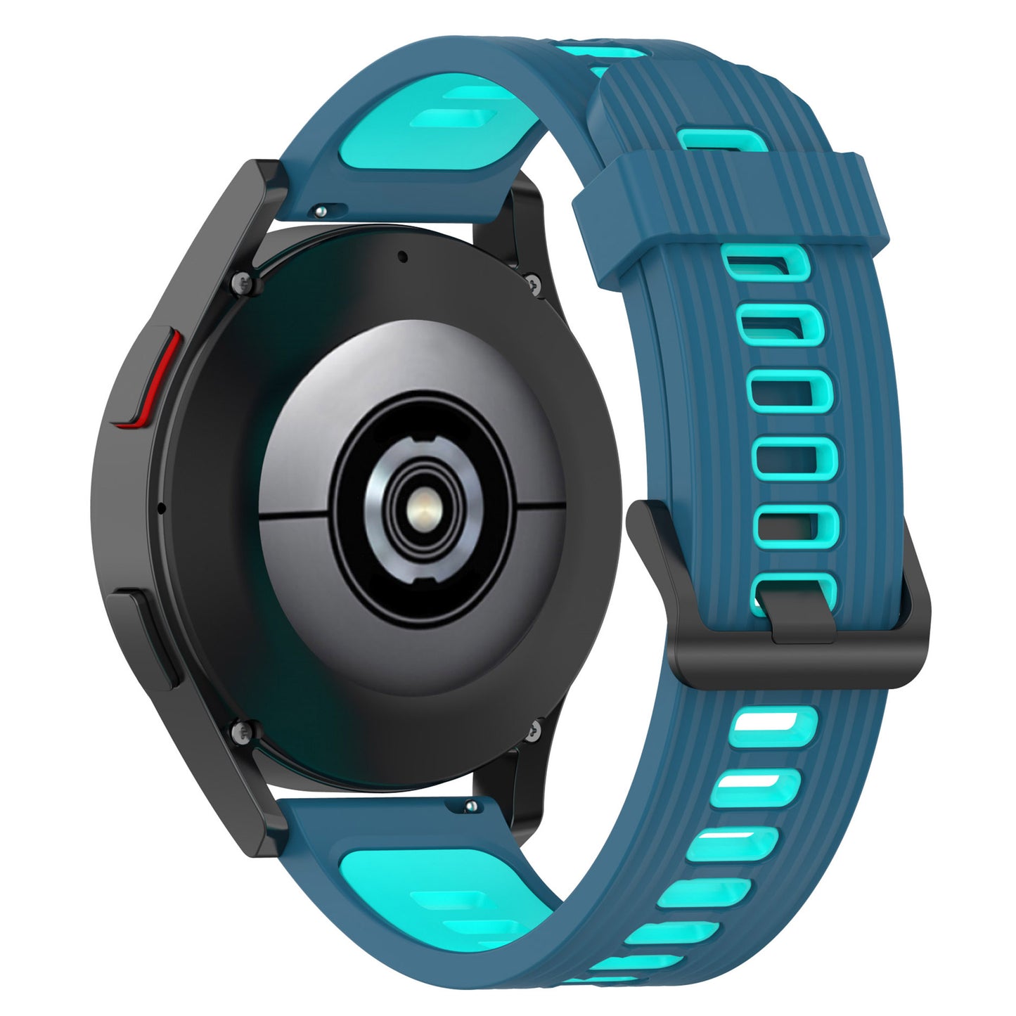 20mm Silicone Stripe Bi-color Watch Strap Soft Wristband with Buckle for Huawei Watch GT2 42mm/Samsung Galaxy Watch4 Classic 42mm/46mm/Watch4 40mm/44mm