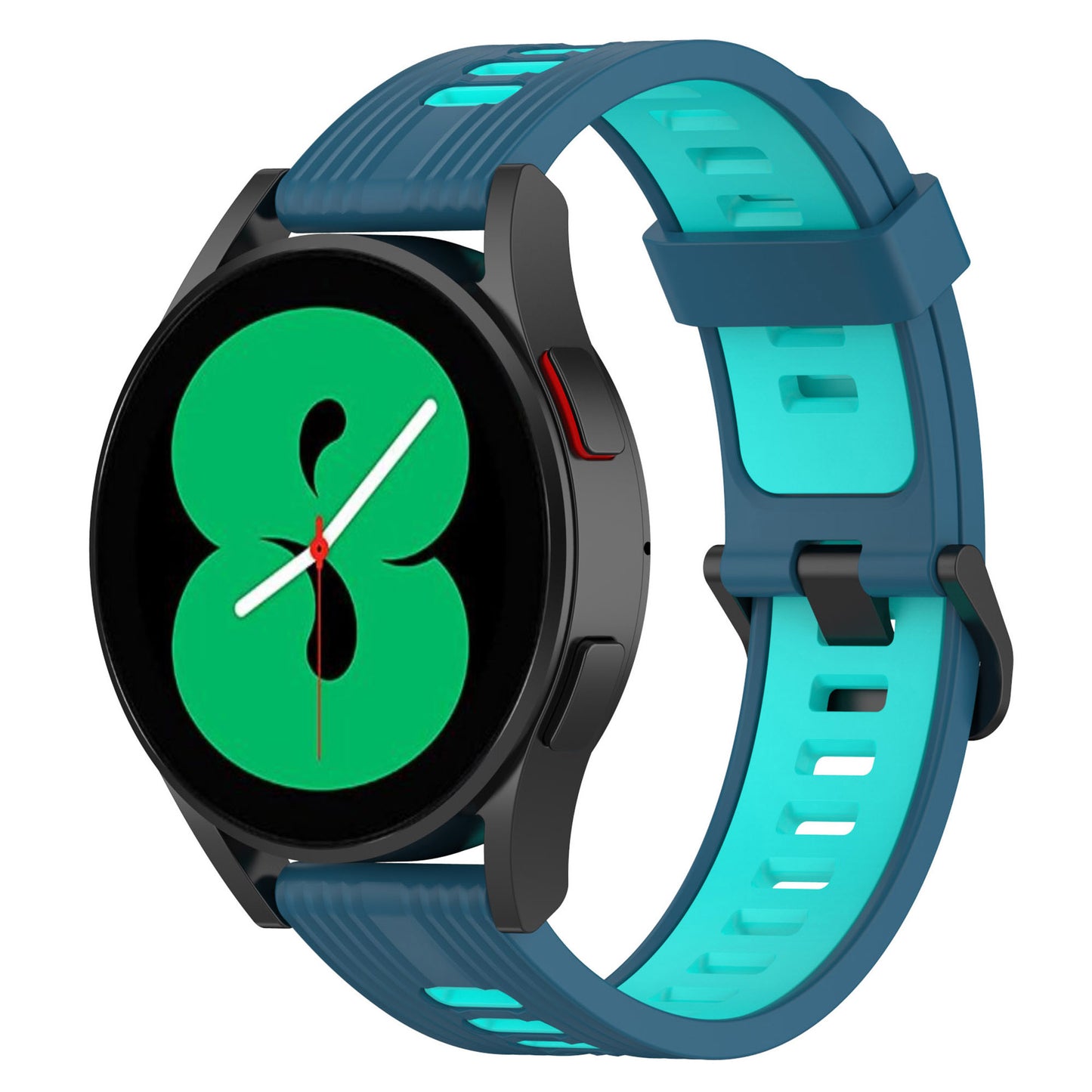 20mm Silicone Stripe Bi-color Watch Strap Soft Wristband with Buckle for Huawei Watch GT2 42mm/Samsung Galaxy Watch4 Classic 42mm/46mm/Watch4 40mm/44mm