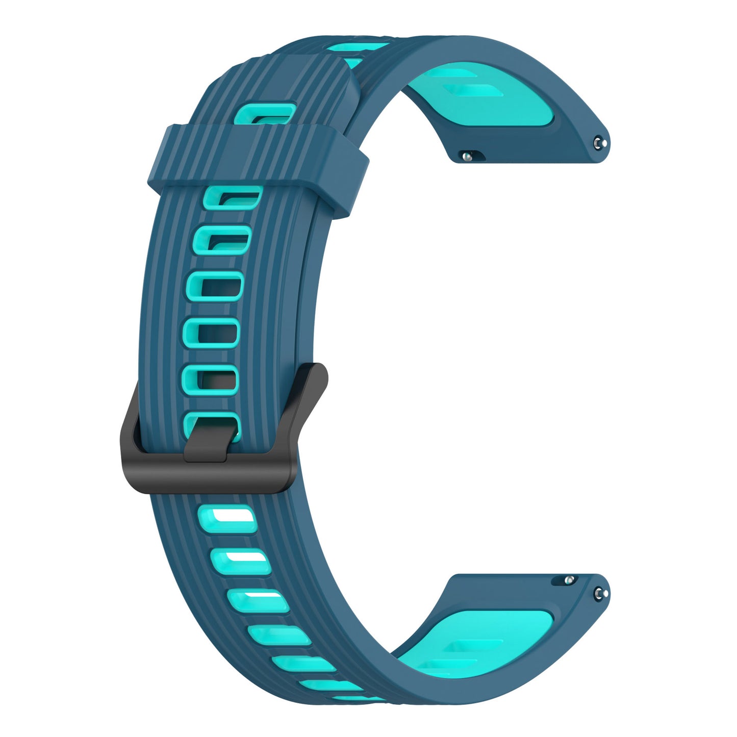 20mm Silicone Stripe Bi-color Watch Strap Soft Wristband with Buckle for Huawei Watch GT2 42mm/Samsung Galaxy Watch4 Classic 42mm/46mm/Watch4 40mm/44mm