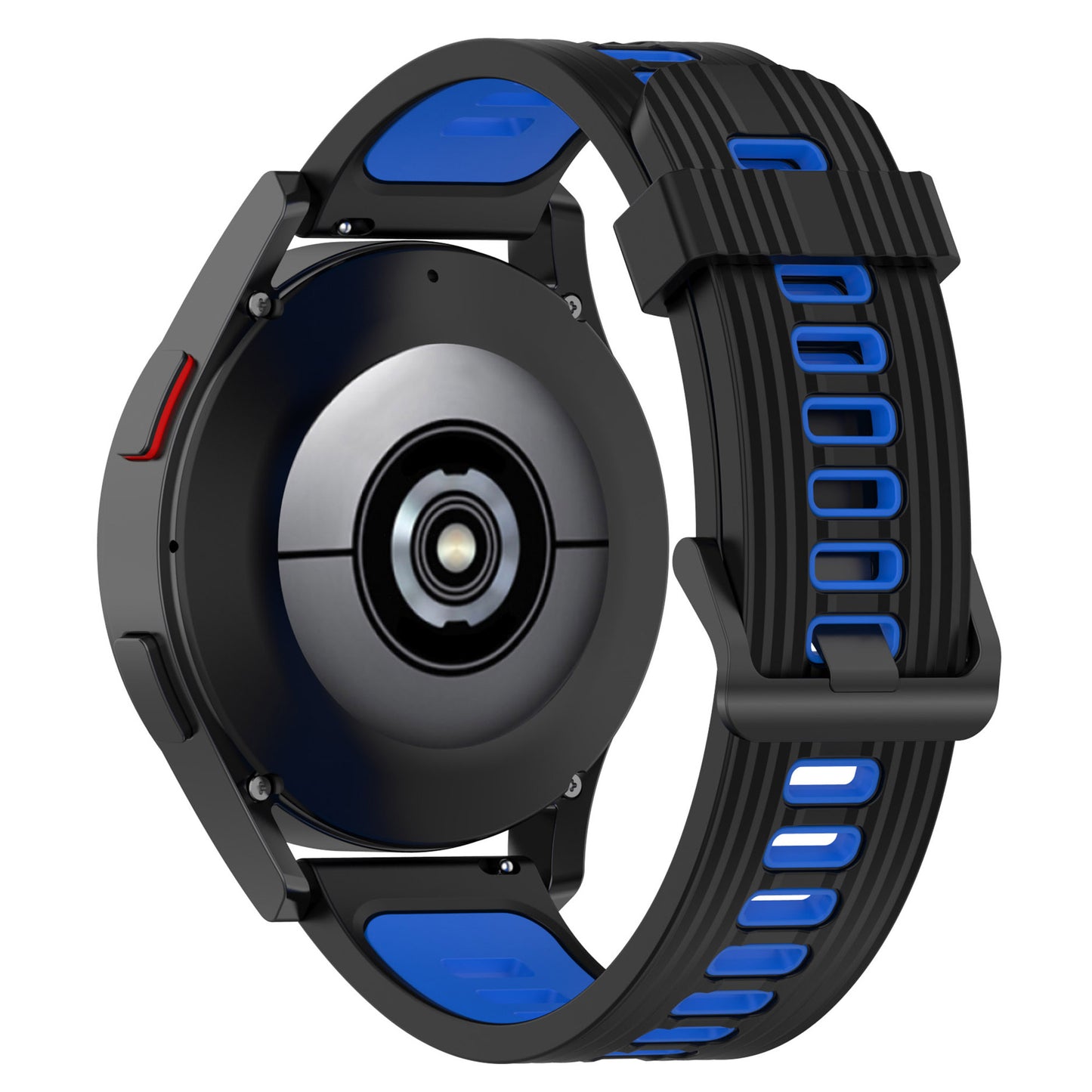 20mm Silicone Stripe Bi-color Watch Strap Soft Wristband with Buckle for Huawei Watch GT2 42mm/Samsung Galaxy Watch4 Classic 42mm/46mm/Watch4 40mm/44mm