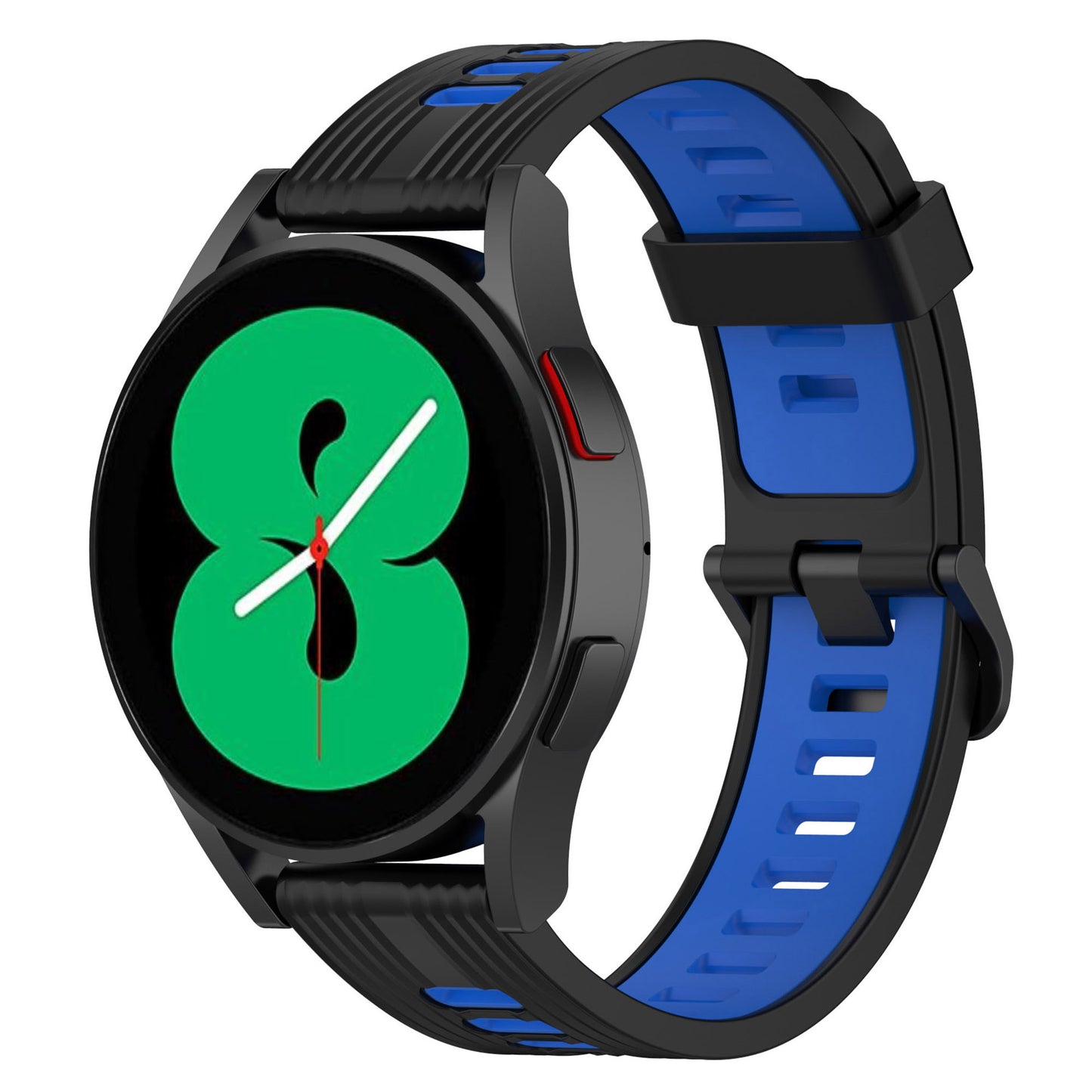 20mm Silicone Stripe Bi-color Watch Strap Soft Wristband with Buckle for Huawei Watch GT2 42mm/Samsung Galaxy Watch4 Classic 42mm/46mm/Watch4 40mm/44mm
