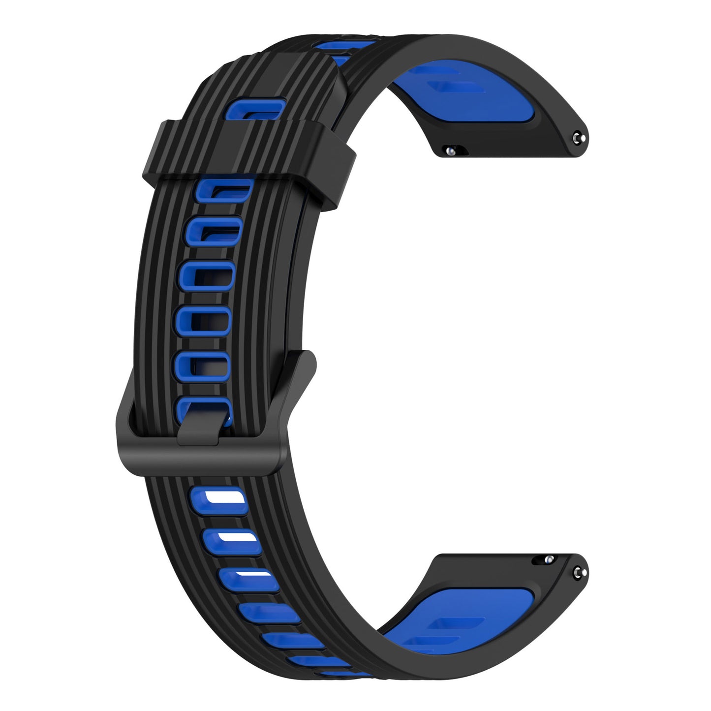 20mm Silicone Stripe Bi-color Watch Strap Soft Wristband with Buckle for Huawei Watch GT2 42mm/Samsung Galaxy Watch4 Classic 42mm/46mm/Watch4 40mm/44mm